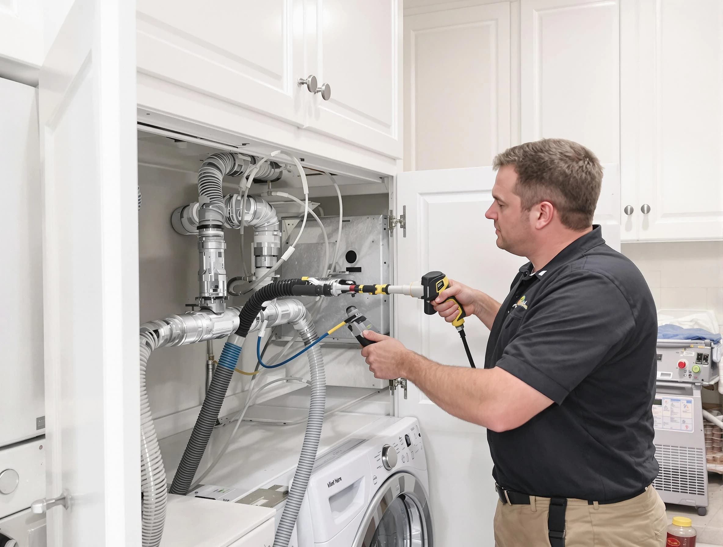 Lone Tree Dryer Vent Cleaning professional removing severe blockage from a clogged dryer vent in Lone Tree