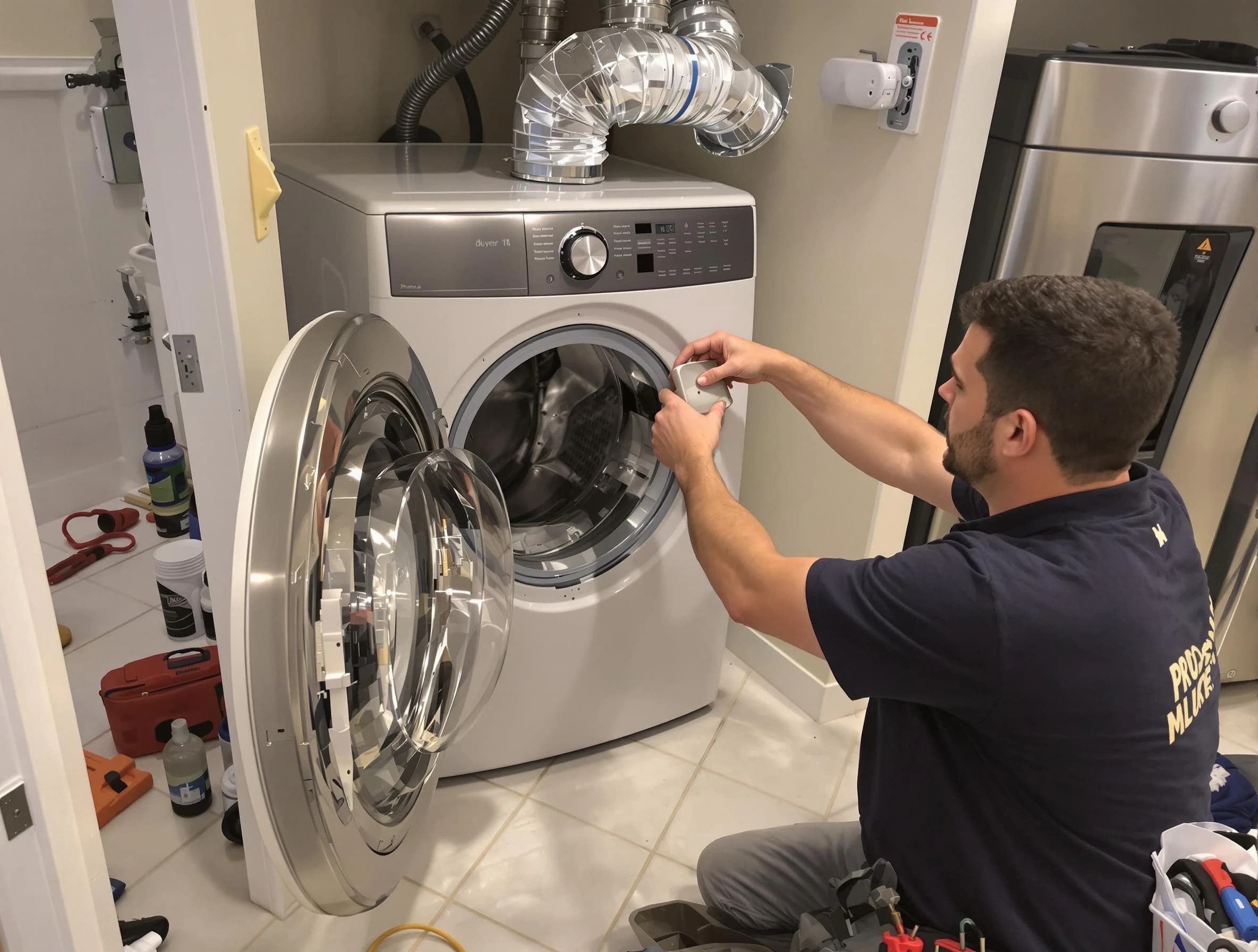 Lone Tree Dryer Vent Cleaning technician performing precise dryer vent hose installation in Lone Tree