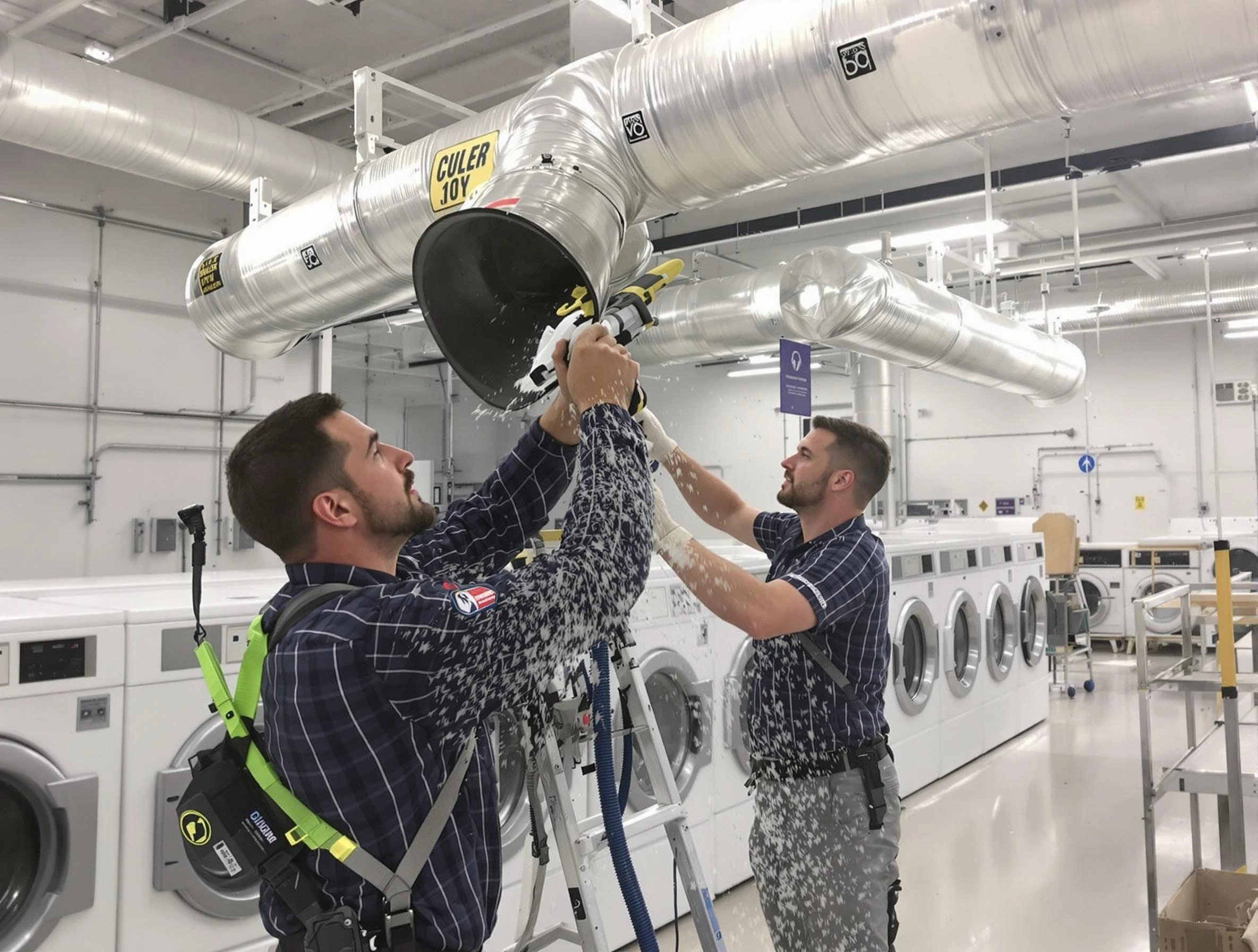 Lone Tree Dryer Vent Cleaning team performing large-scale commercial dryer vent cleaning in Lone Tree