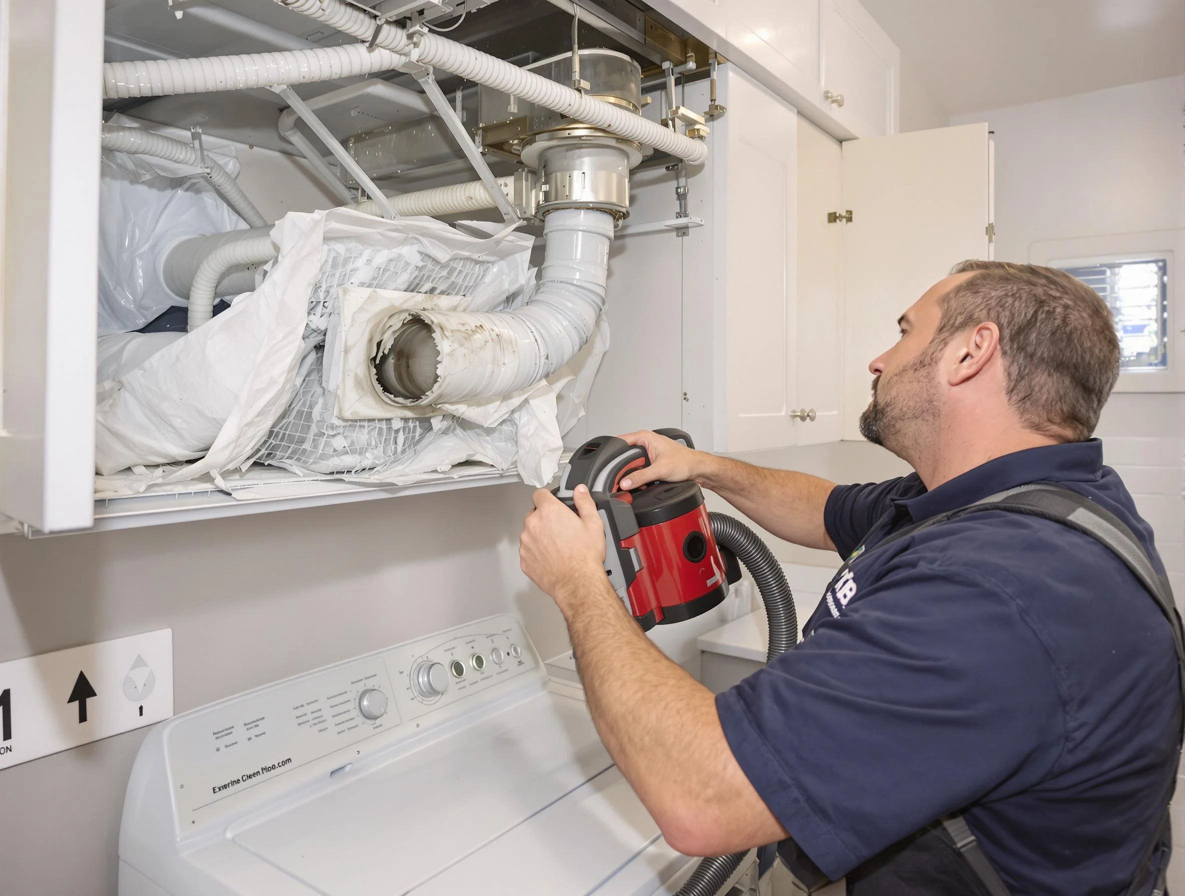 Lone Tree Dryer Vent Cleaning technician performing professional exhaust vent cleaning at a residential property in Lone Tree